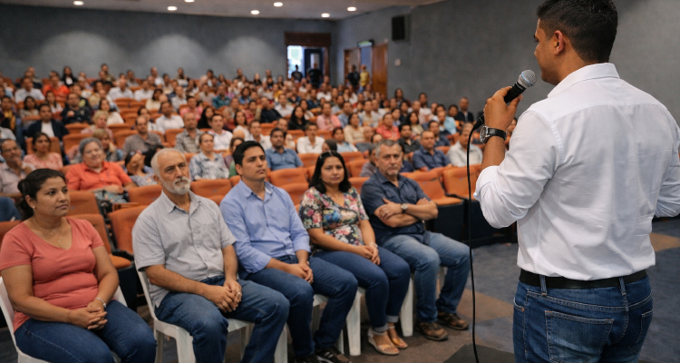 Fotografia de pessoas em auditório