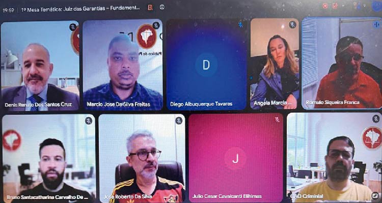 Imagem de participantes da reunião virtual em print de tela
