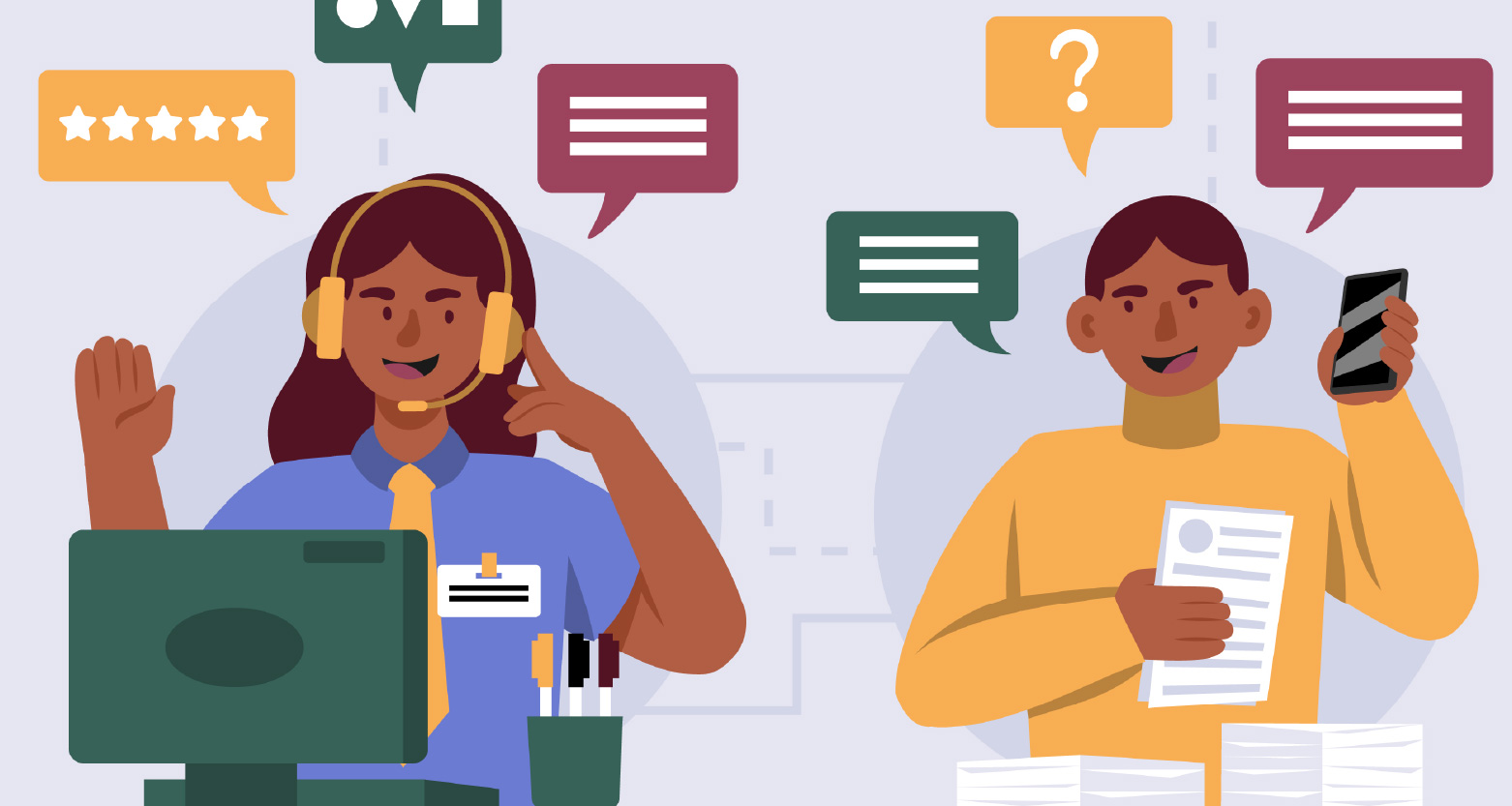 Ilustração de crianças interagindo por meios eletrônicos